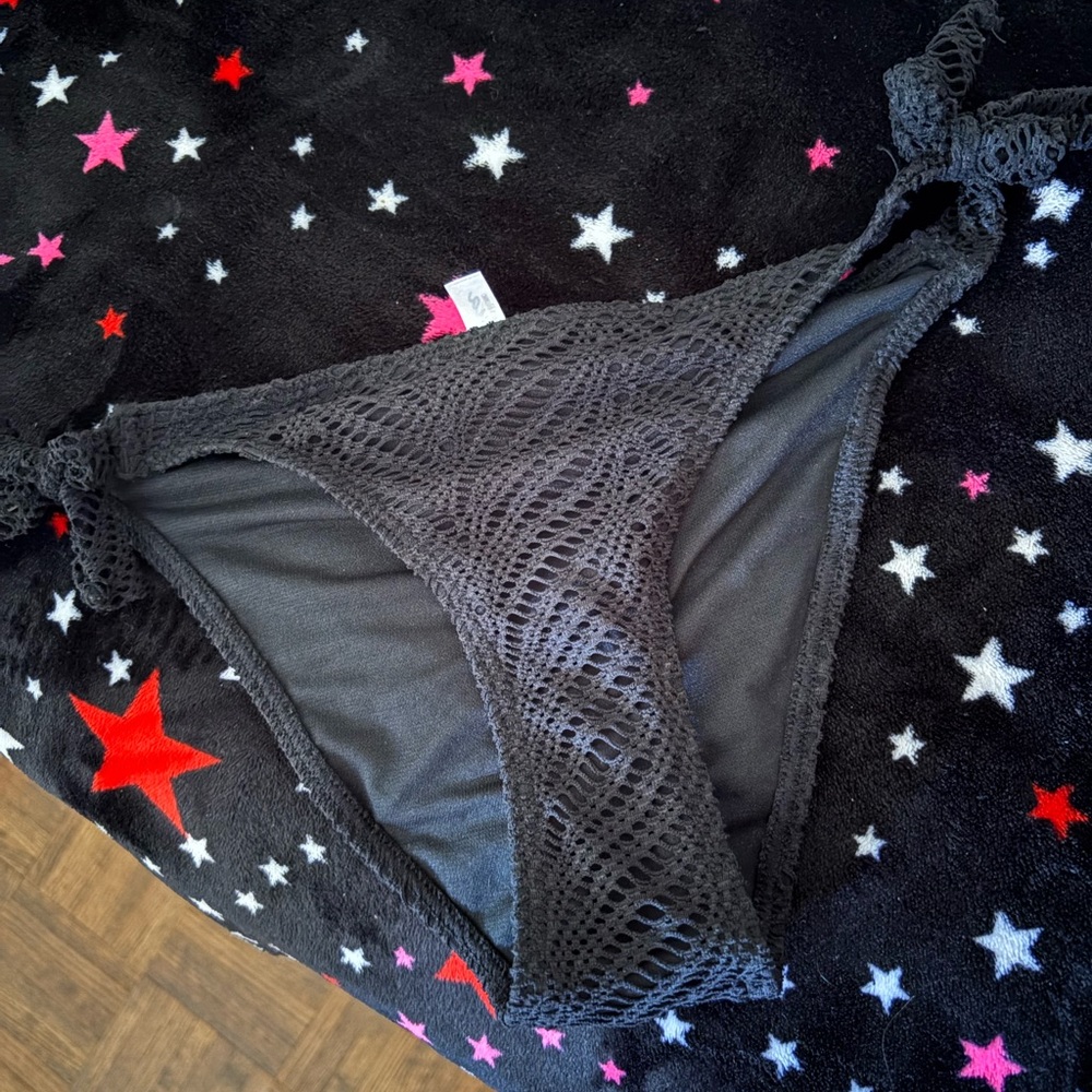 La Vie En Rose Black Bikini Bottom Small